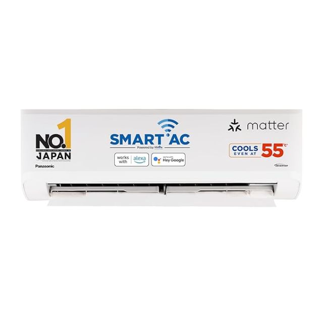 Panasonic 1.0 Ton 5 Star Premium Wi-Fi Inverter Smart Split AC (Matter Enabled, Higher Airflow, Copper Condenser, 7in1 Convertible, True AI, 4-Way, PM 0.1 Filter, CS/CU-NU12AKY5W, White)
