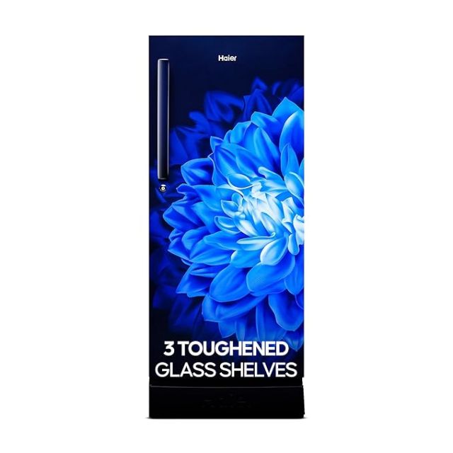 Haier 190 L, 5 Star, Direct-Cool Single Door Refrigerator (HED-205MDB-P, Marine Dahelia, Base Stand Drawer)